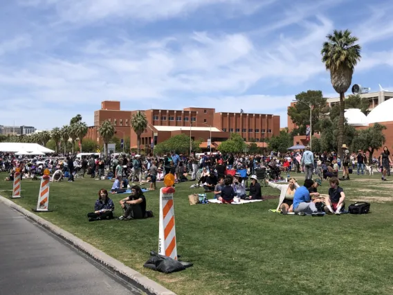 Arya Fatehi, The Crowds on Eclipse Day Outside of OSC, Tucson, AZ