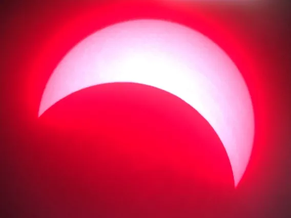 Partial Solar Eclipse through a Hydrogen Alpha Telescope, by Arya Fatehi