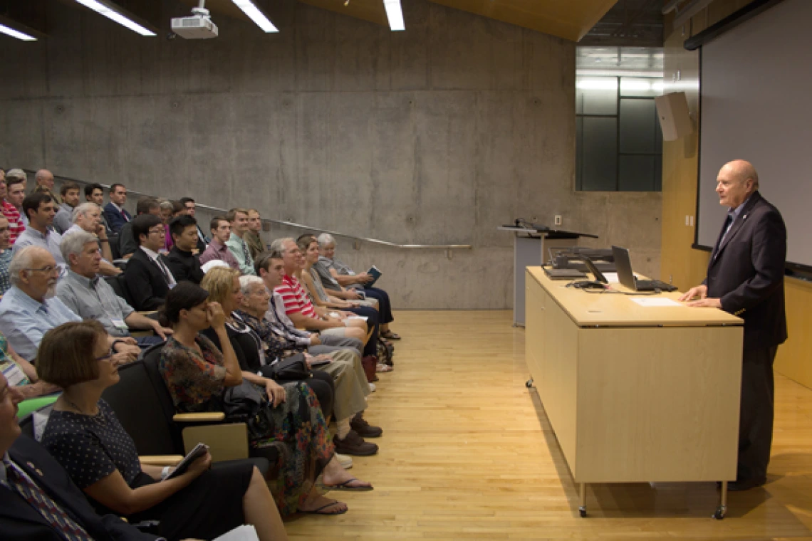 scholarship ceremony audience and presenter