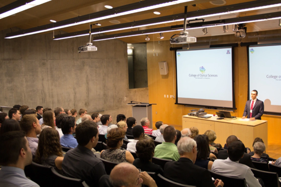 scholarship presenter and audience