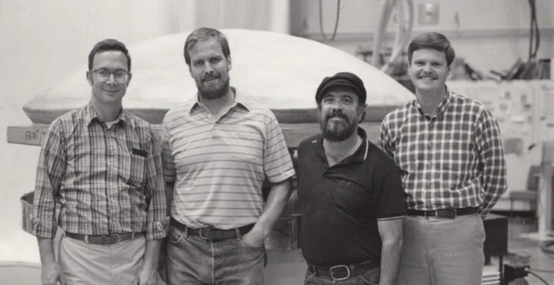 Mold for the Arecibo Radio Telescope | (From Left) Bob Parks, Dean Ketelsen, Cary Kittrell, Dave Anderson 