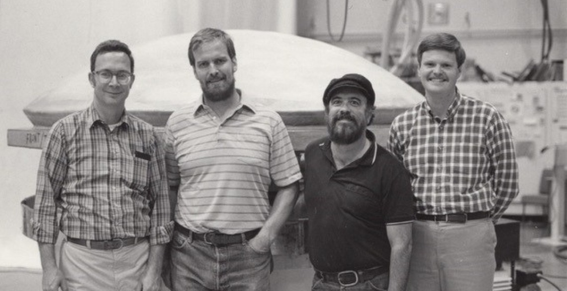 Mold for the Arecibo Radio Telescope | (From Left) Bob Parks, Dean Ketelsen, Cary Kittrell, Dave Anderson 