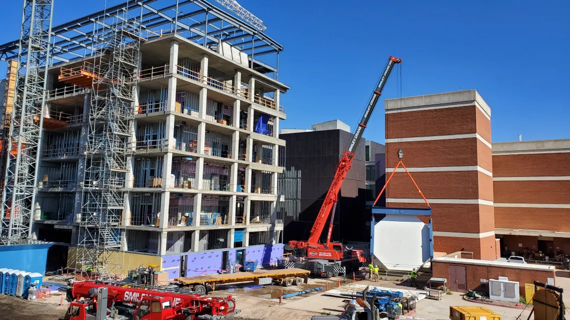 Primary Mirror Box being lowered into Meinel Basement