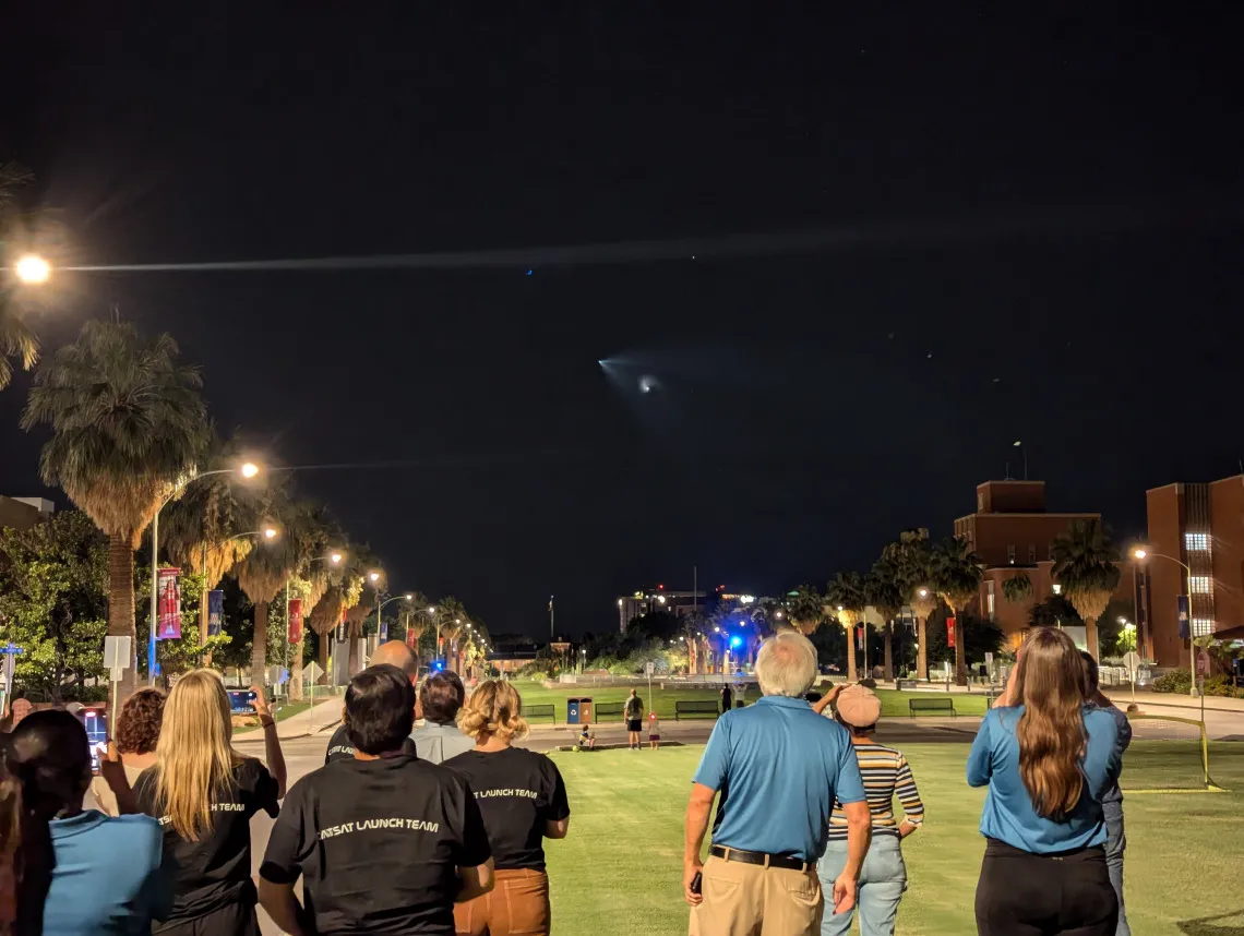 CatSat Team Observes the Launch in California, from the U of A Mall