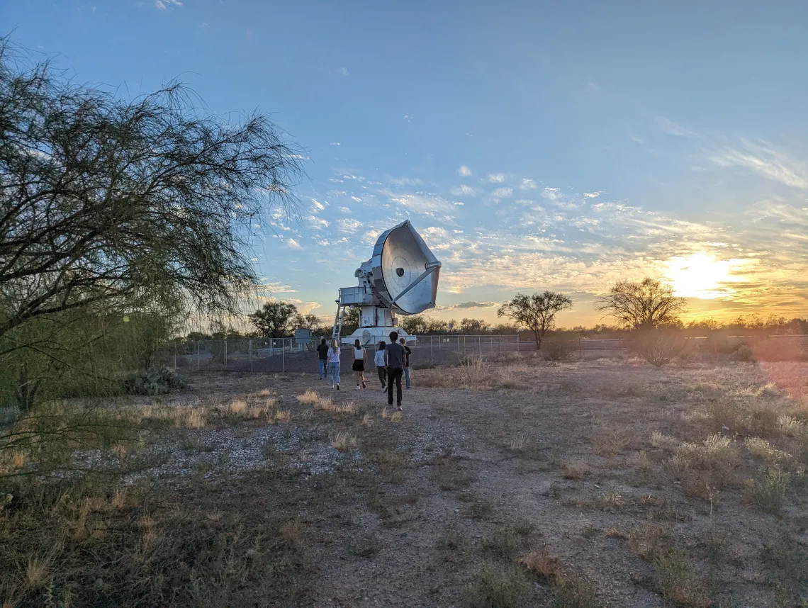 Team Walking to the Tech Park Dish