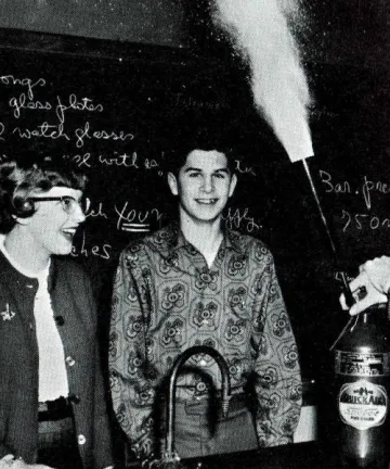 Rick in high school chemistry club, as club president.